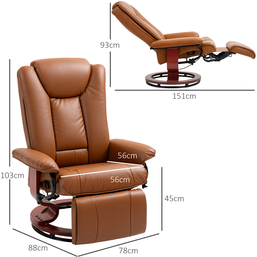 Portland Brown PU Leather Reclining Armchair with Footrest Image 9