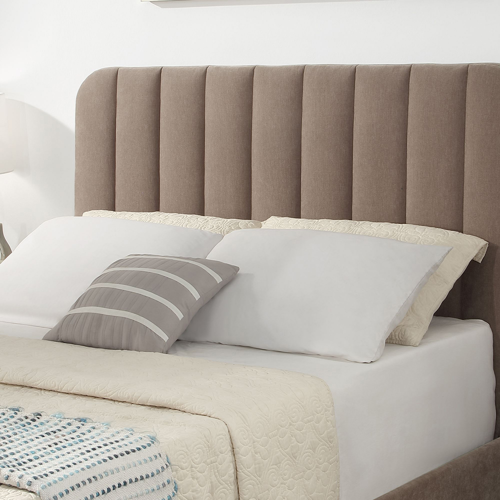 Aspire Cresta Taupe Super King Size Chenille TV Bed with Ottoman Storage and Curved Headboard Image 2