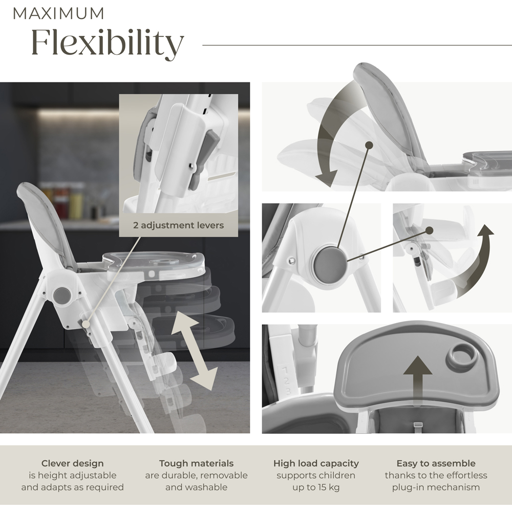 Tectake Sophia 6 Position Adjustable High Chair Image 3