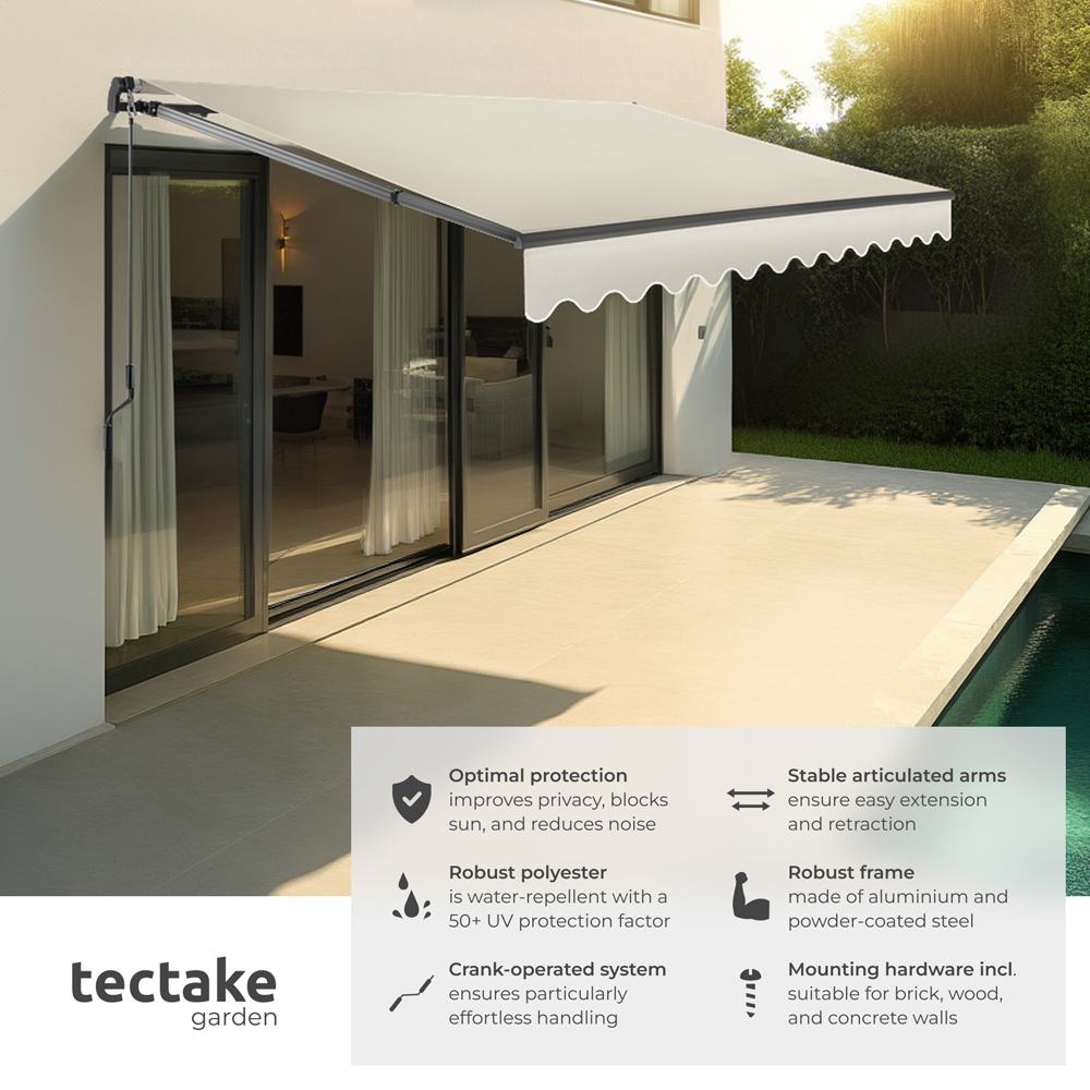 tectake Ornella Beige Retractable Awning 3 x 2.5m Image 3