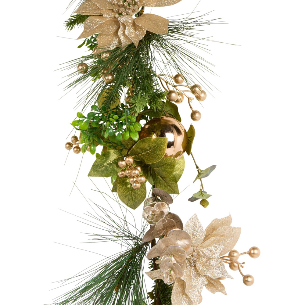 Gold Poinsettia Bauble Garland Image 5