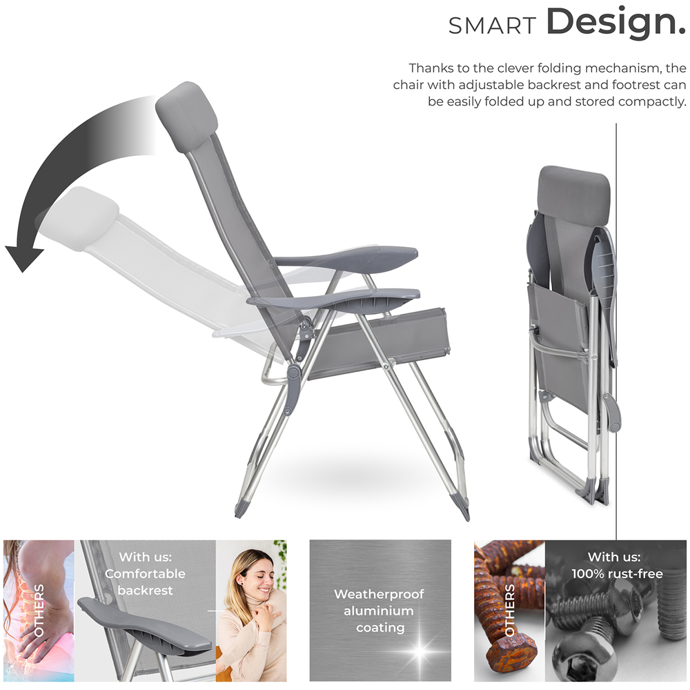 tectake Maurine Set of 4 Grey Garden Chairs Image 3