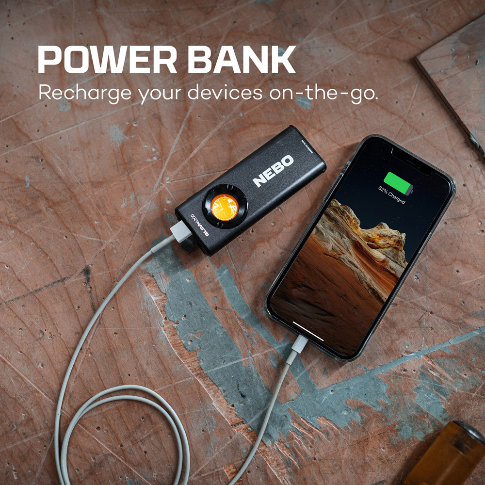 Nebo Slim+ 1200 1200 Lumens Rechargeable COB Pocket Work Light with Built-In Power Bank and Laser Image 5