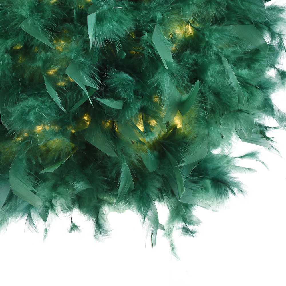 Happy Homewares Forest Green Feather Decorated Pendant Shade Small Image 4