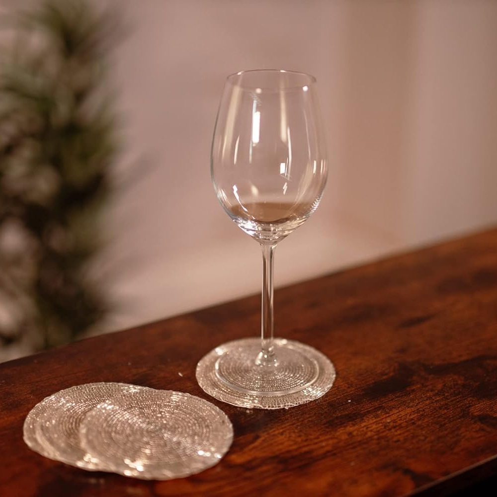 Marco Paul 10cm 4 Pack Beaded Christmas Coaster Image 2