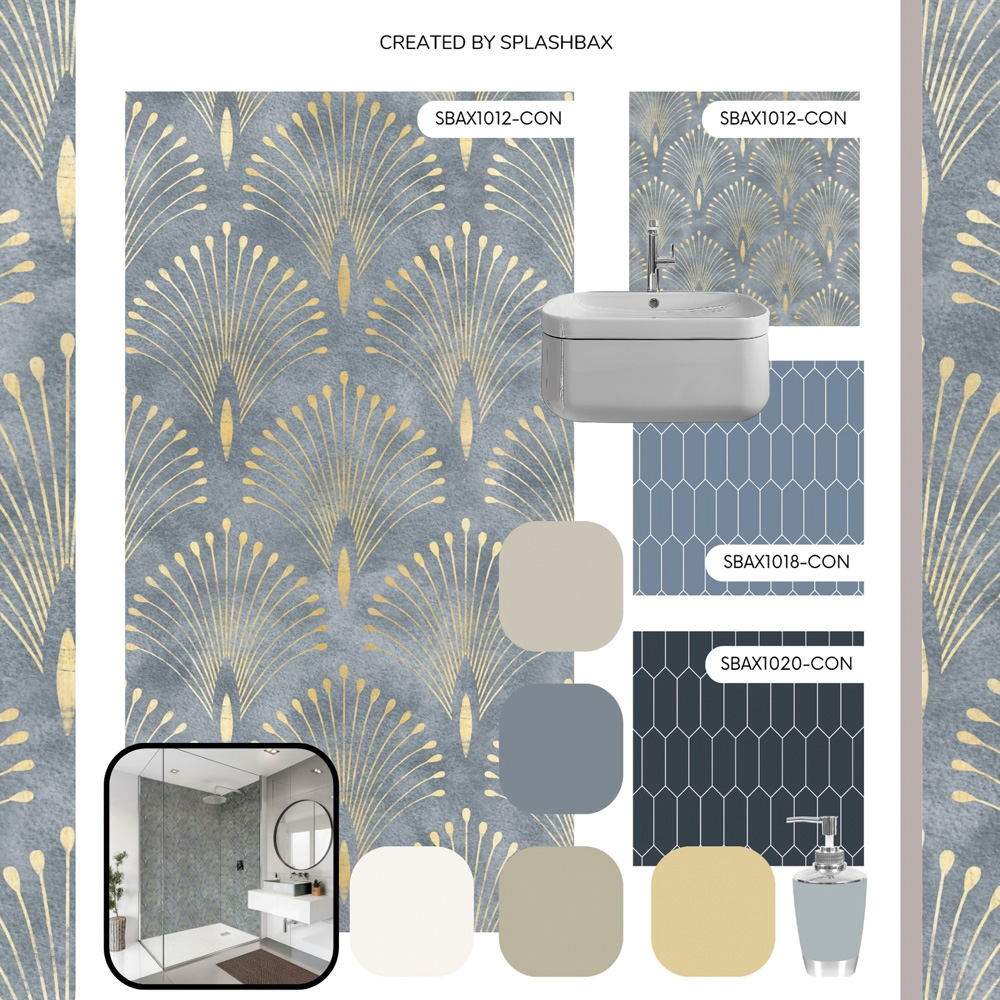 Splashbax Premium Artisan Art Deco Peacock Acrylic Bathroom Wall Panel 2400 x 900mm Image 6