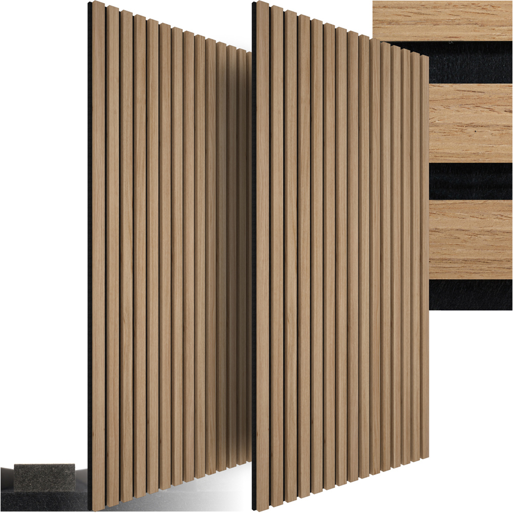 Tectake Set of 2 Light Oak Acoustic Panel Image 2