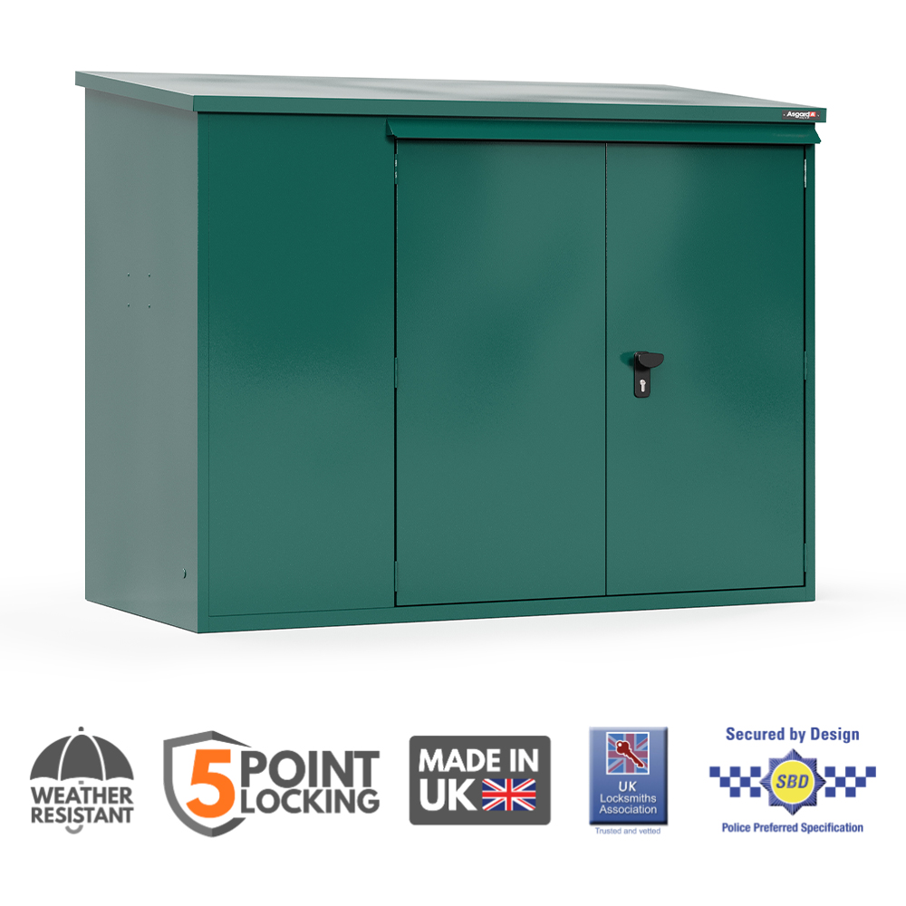 Asgard Annexe Secured by Design 6 x 3ft Green Metal Garden Shed with Floor and 5 Point Locking Image 3