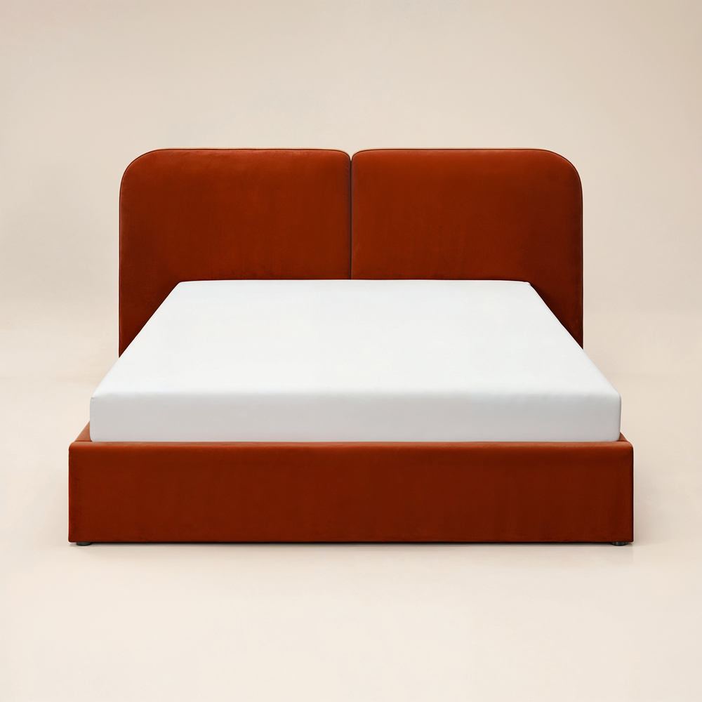 Solace+Co Lena King Size Burnt Orange Velvet Ottoman Bed Image 3