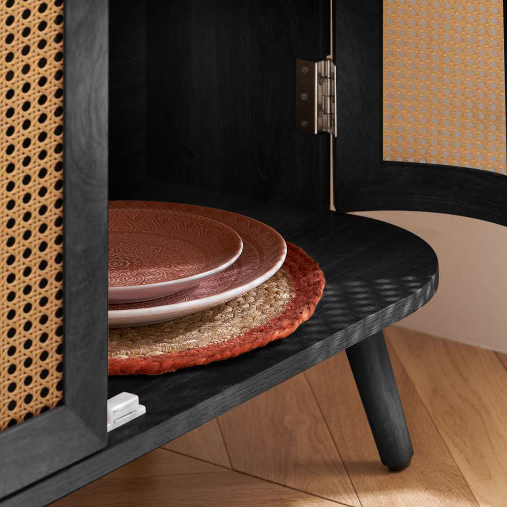 Birlea Noah 3 Door Black Rattan Sideboard Image 6