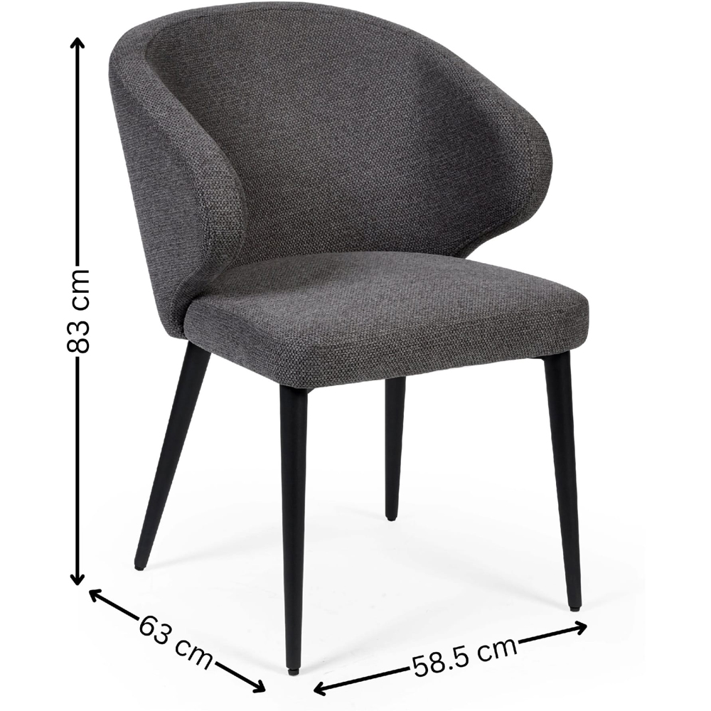Julian Bowen Marcus Set of 2 Mid Grey Fabric Dining Chair Image 9