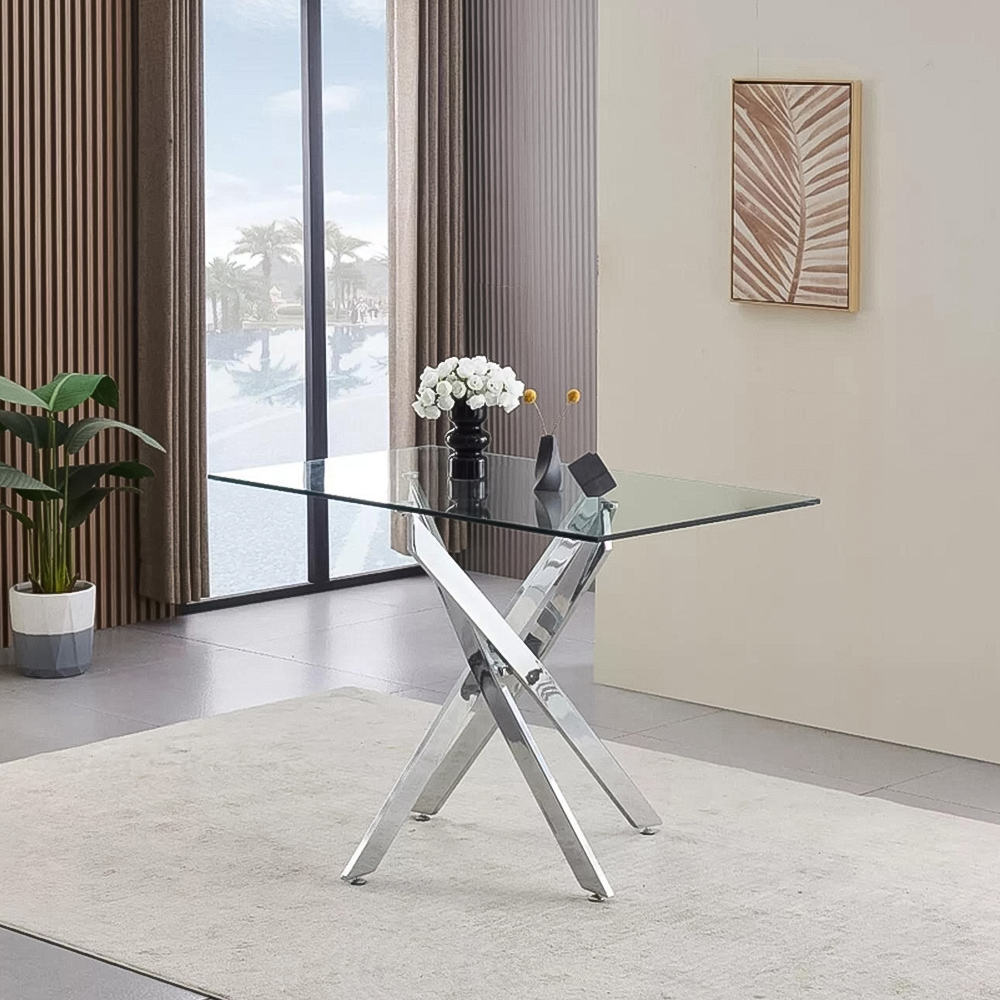 Kosy Koala 4 Seater Glass Rectangle Dining Set Green Velvet Image 3