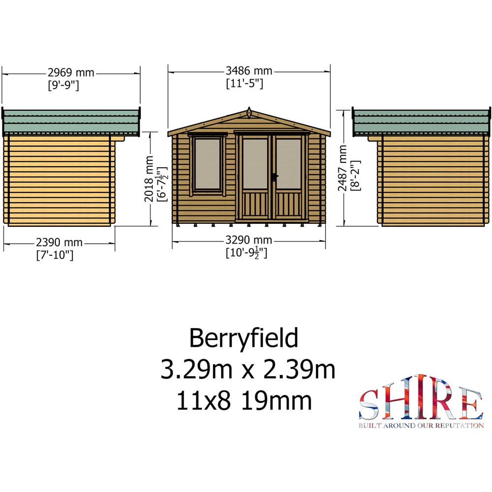 Shire Berryfield 11 x 8ft Wooden Log Cabin Image 9