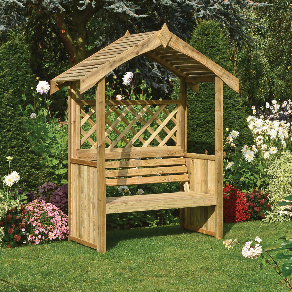 Rowlinson Salisbury 2 Seater Natural Arbour with Slatted Roof Image 5