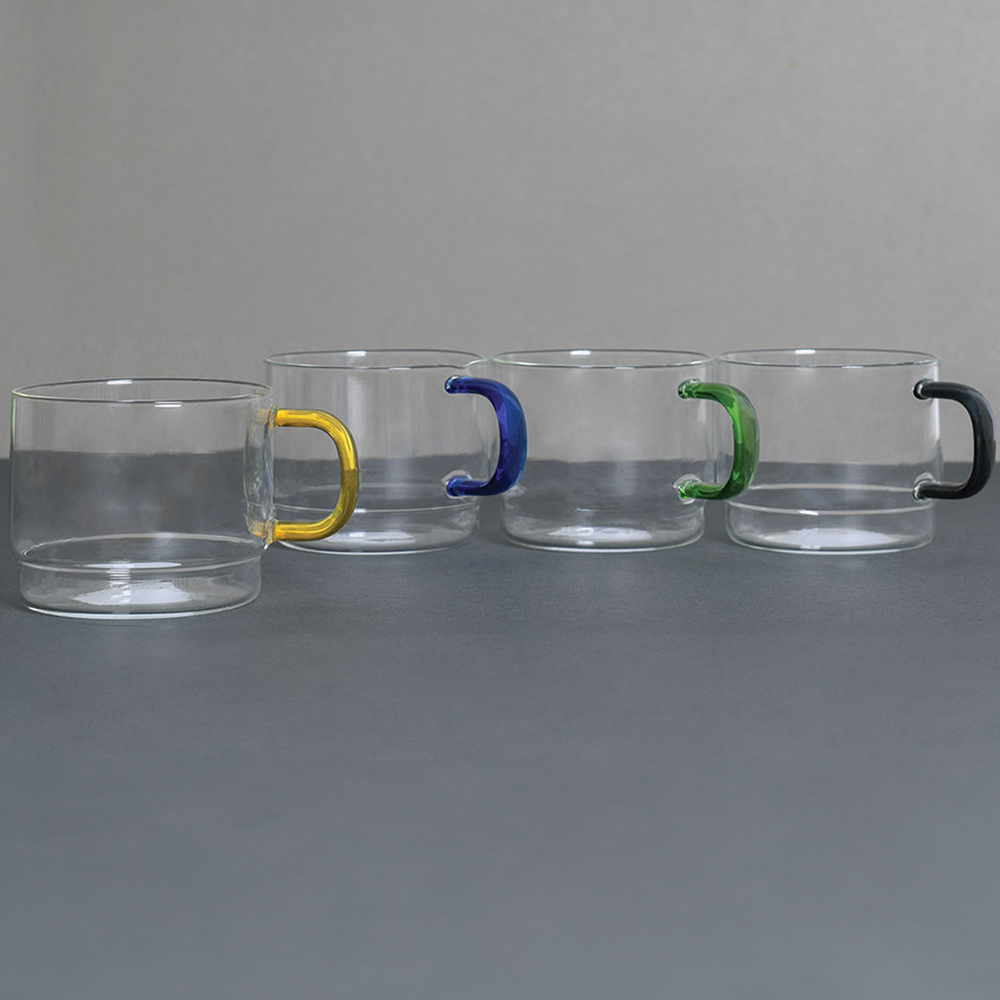 Set of 4 Stackable Glass Coffee Cups - Clear Image 3