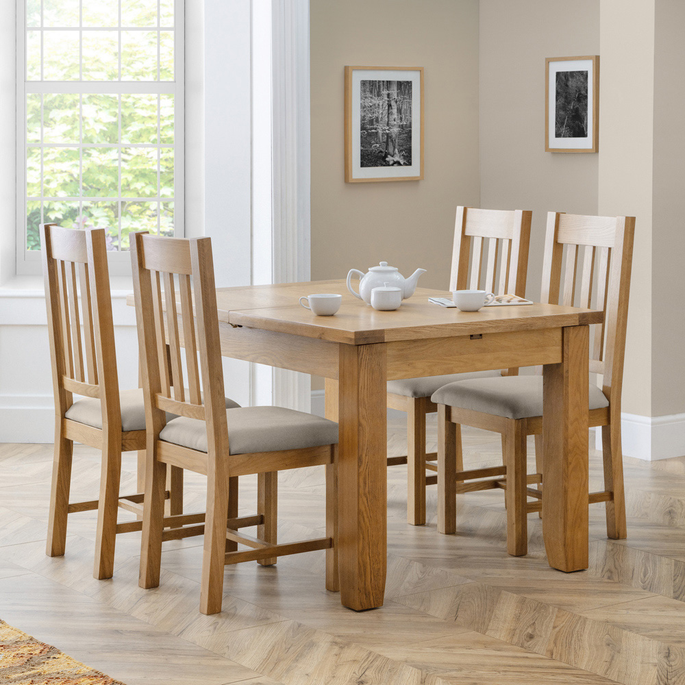 Julian Bowen Hereford Set of 2 Taupe and Oak Dining Chair Image 5
