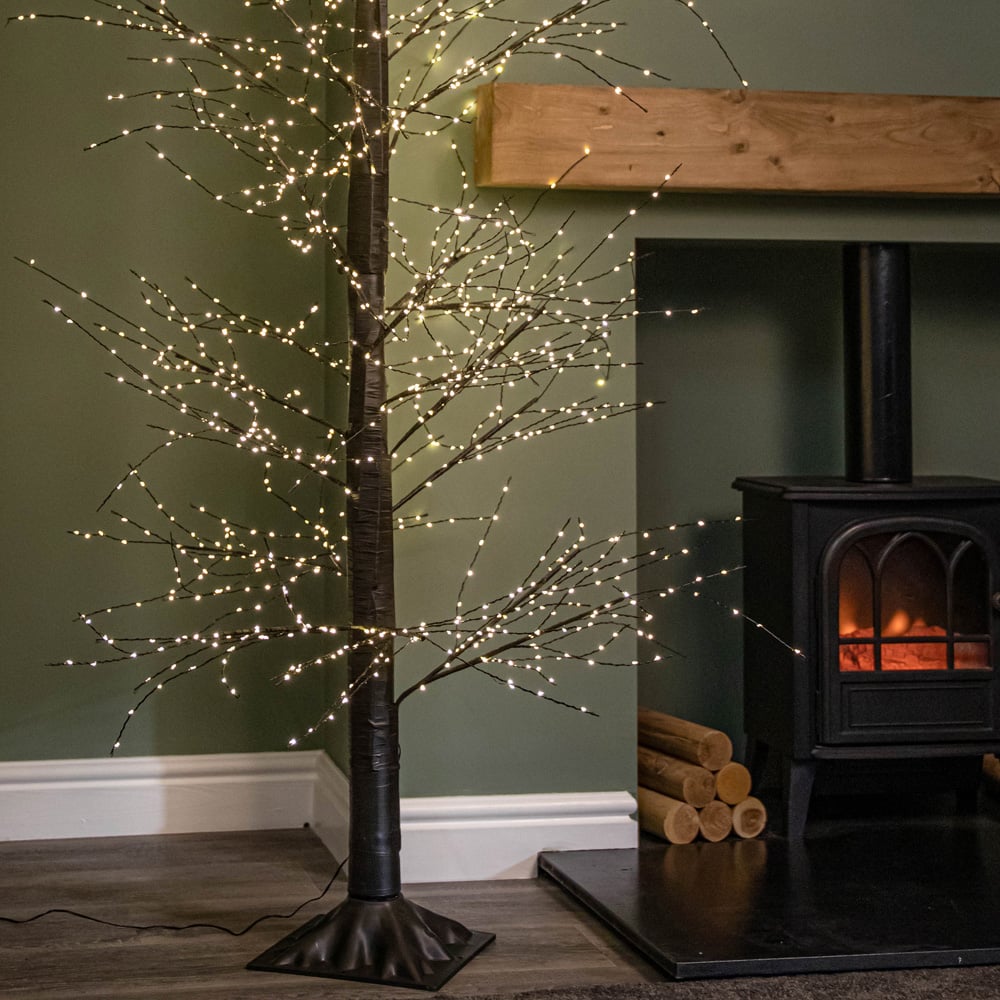 Samuel Alexander Black Micro Dot Warm White LED Pre-Lit Artificial Christmas Tree 7ft Image 6