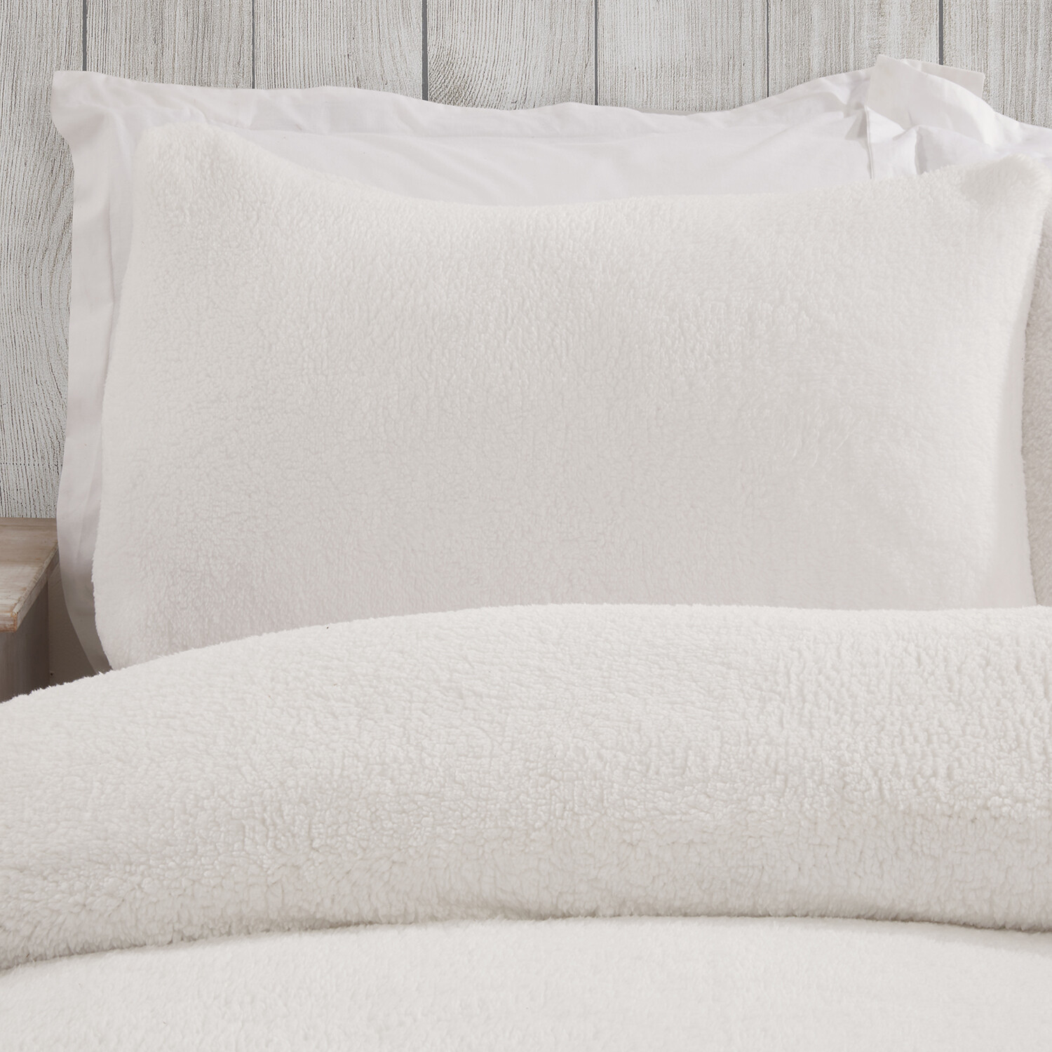 Teddy Fleece Duvet and Pillow Case Set  - Ivory / King Image 3