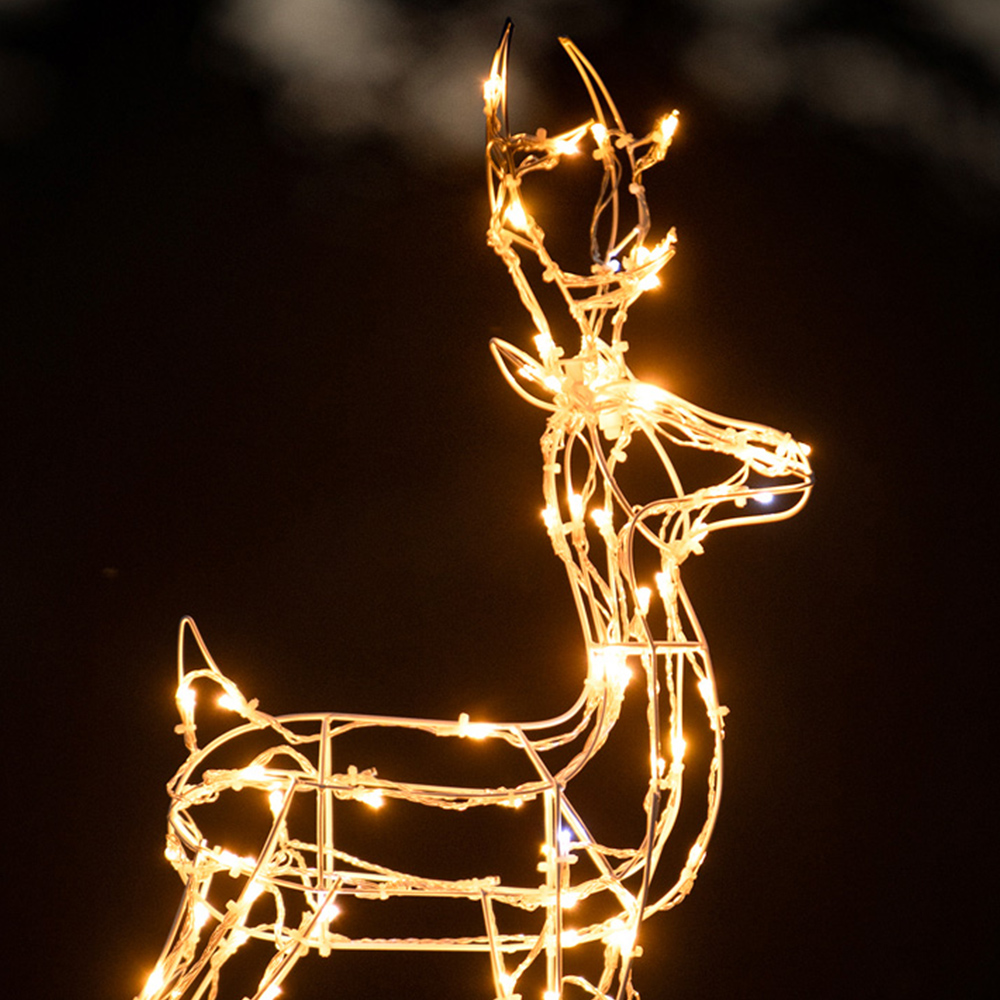 The Christmas Centre 90 LED White Wire Light-Up Small Stag Reindeer 60cm Image 2