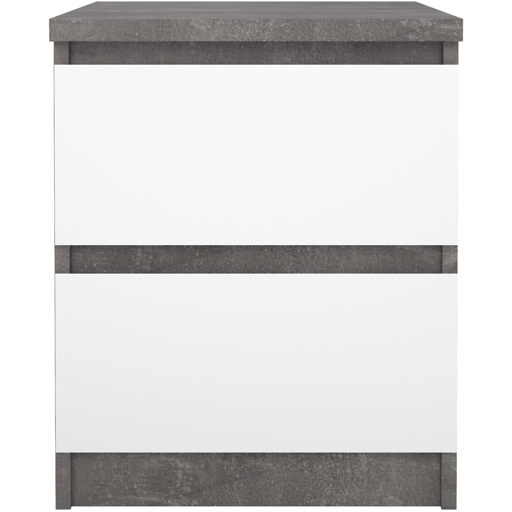 Florence Naia 2 Drawer Concrete and White High Gloss Bedside Table Image 3