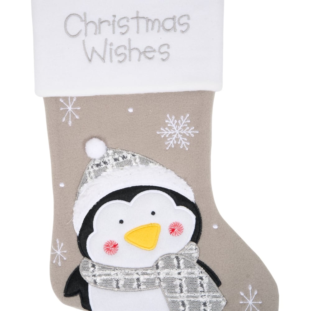 Grey Christmas Wishes Stocking Image 4