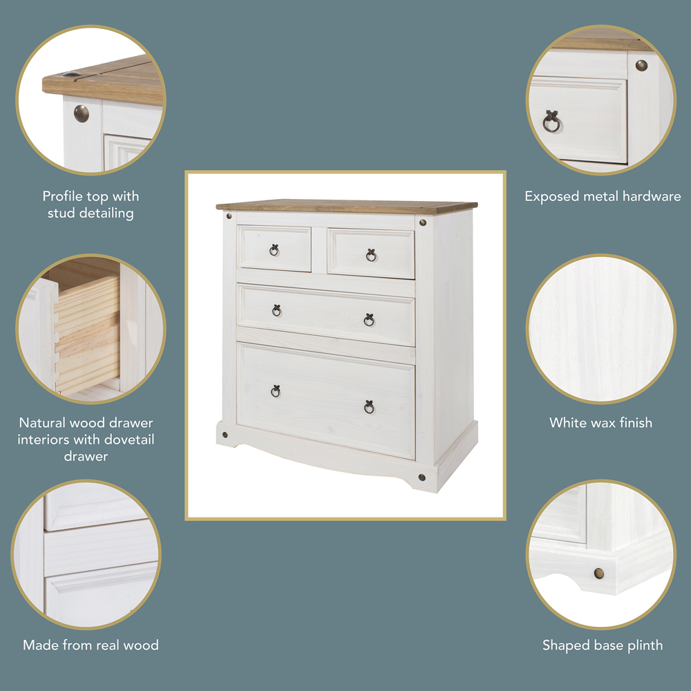 Core Products Corona 4 Drawer White Chest of Drawers Image 8