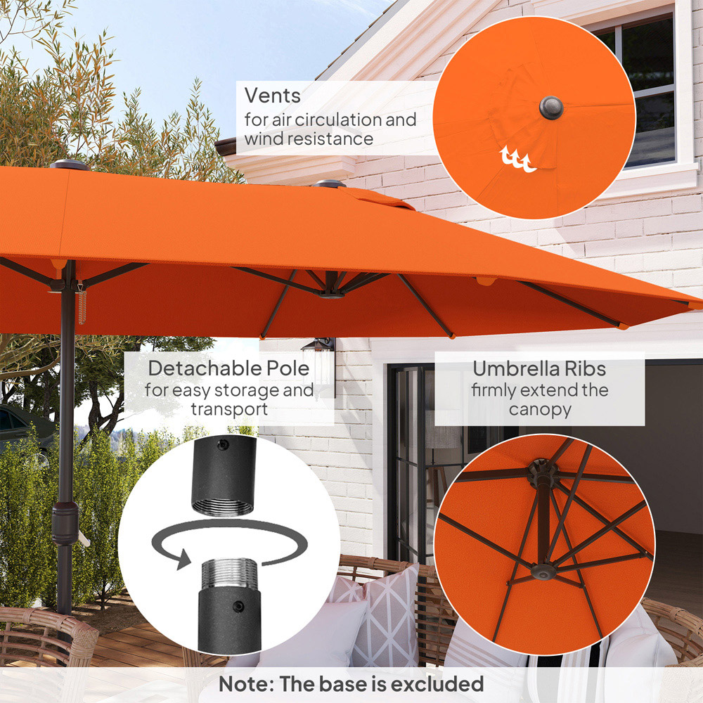 Outsunny Orange Crank Handle Double Sided Umbrella 4.6m Image 7