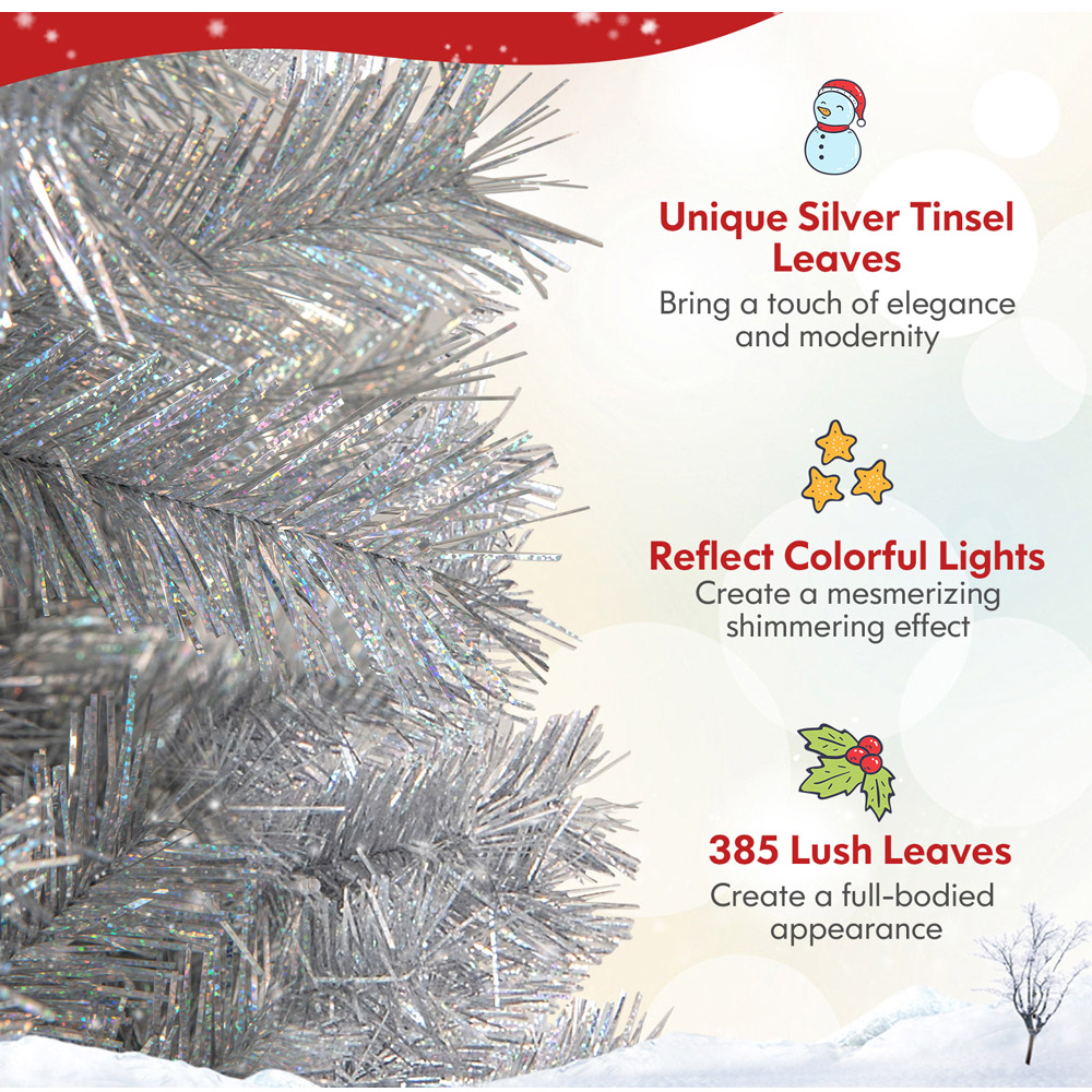 Costway 170 Warm White LED Pre-Lit Artificial Christmas Tree 5ft Image 7