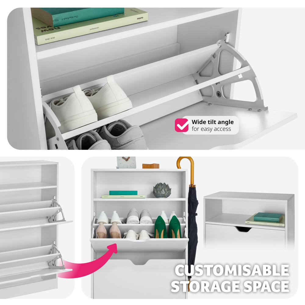 Tectake Calea 2 Compartment White Shoe Cabinet Image 7