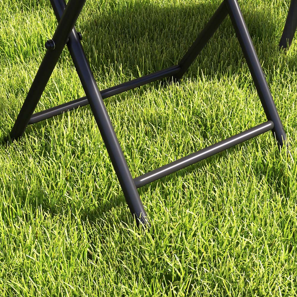 Outsunny Grey Foldable Round Tempered Glass Rattan Metal Table Image 3