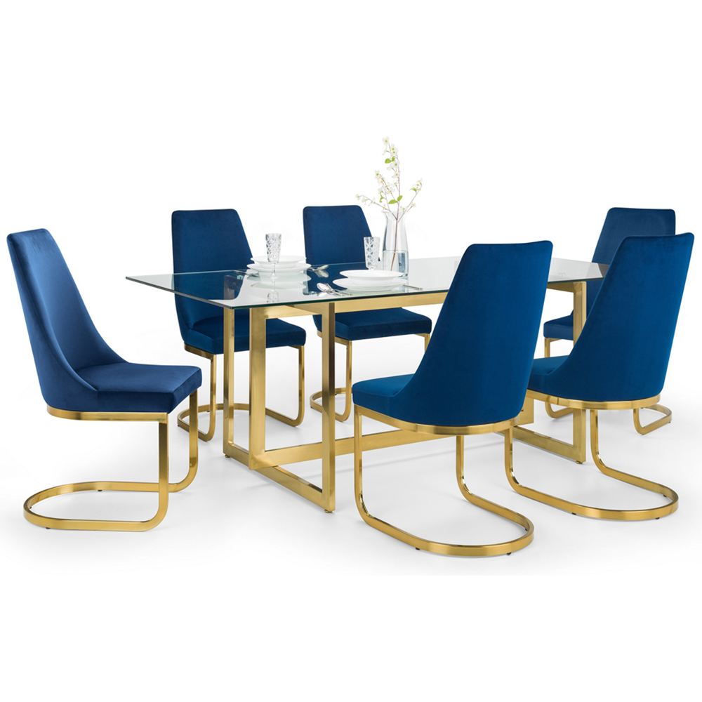 Julian Bowen Minori Vittoria 6 Seater Dining Set Blue Image 3