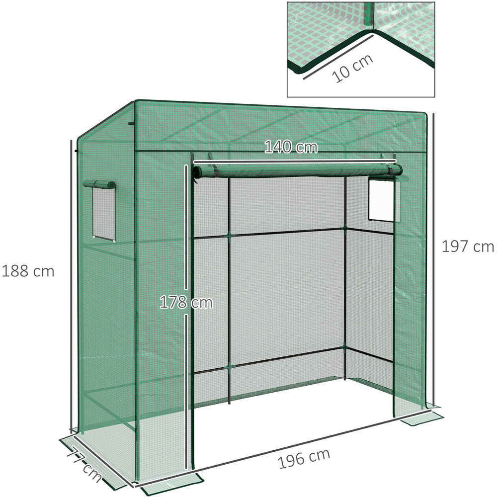 Outsunny Green PE 6 x 6ft Walk In Greenhouse Image 7