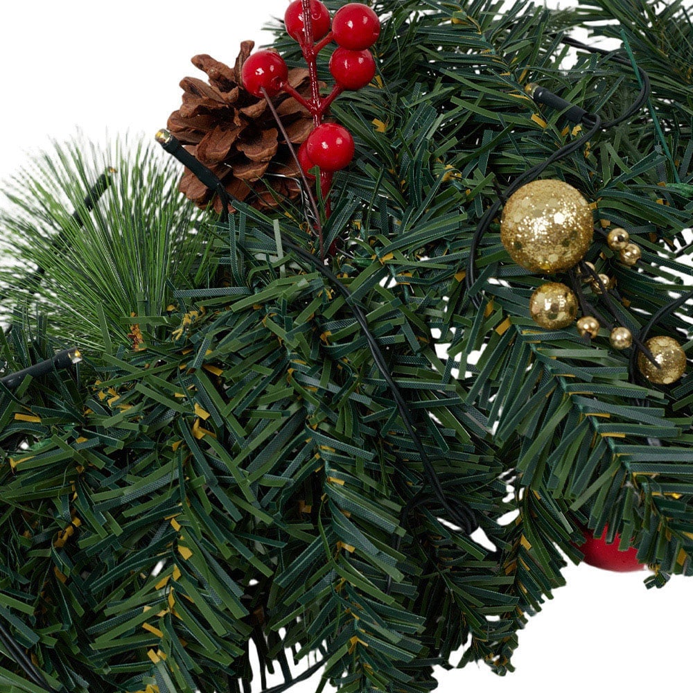 Living and Home LED Christmas Wreath with Berries Ornaments and Pinecone 270cm Image 5