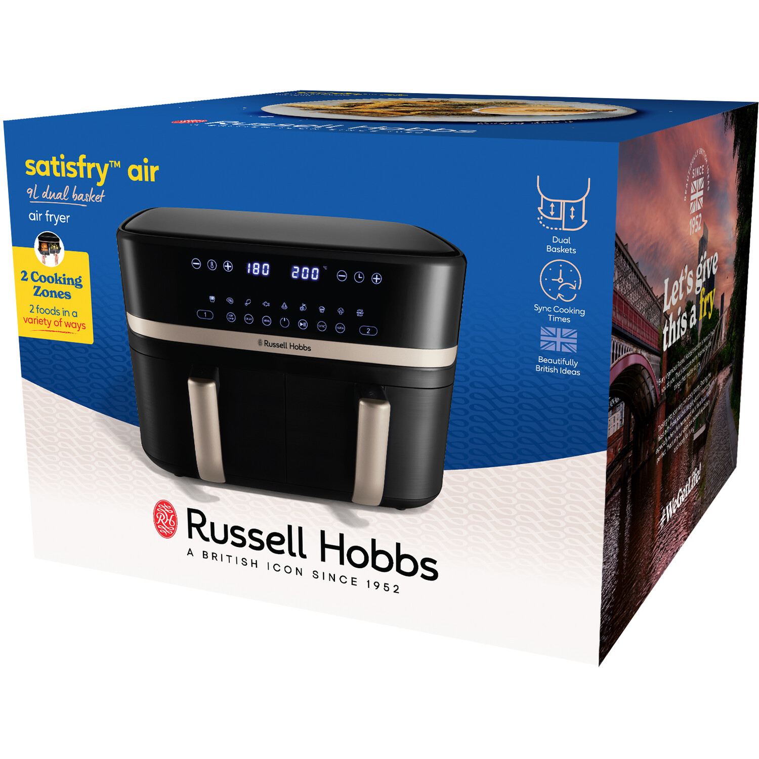 Russell Hobbs Dual Basket Air Fryer Black Image 2