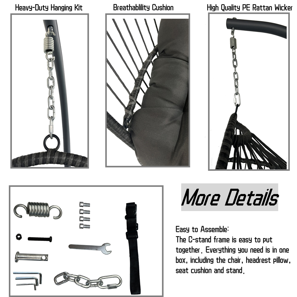 Furniture One Wicker Hanging Egg Chair Image 8