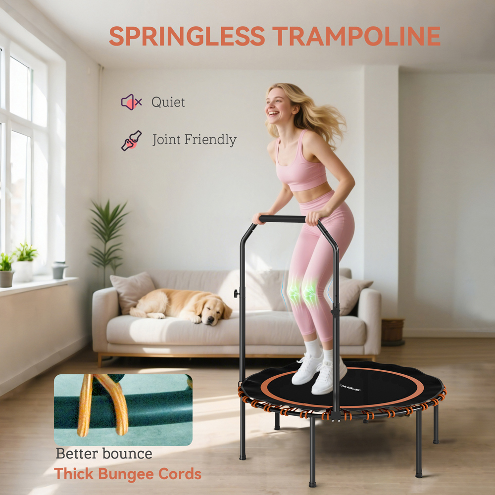 SPORTNOW 3.3ft Orange Foldable Rebounder Mini Trampoline with Handle Image 5