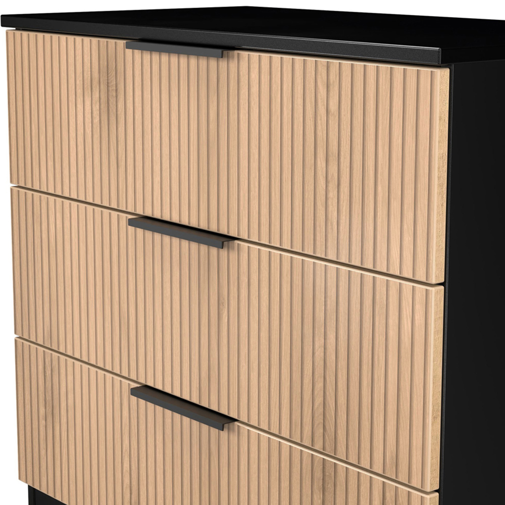 Crowndale Java 3 Drawer Slatt Effect and Black Chest of Drawer Image 5
