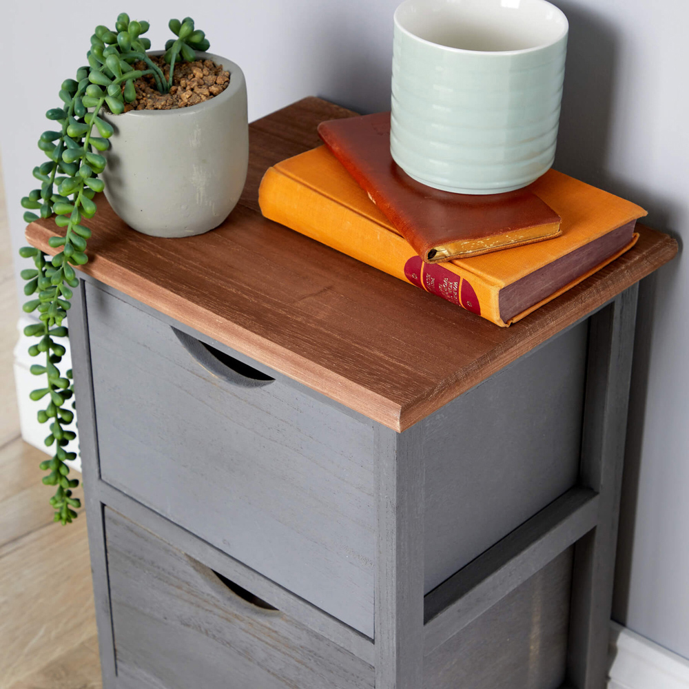 Home Source Hemsby 2 Drawer Grey Wooden Chest of Drawers Image 5