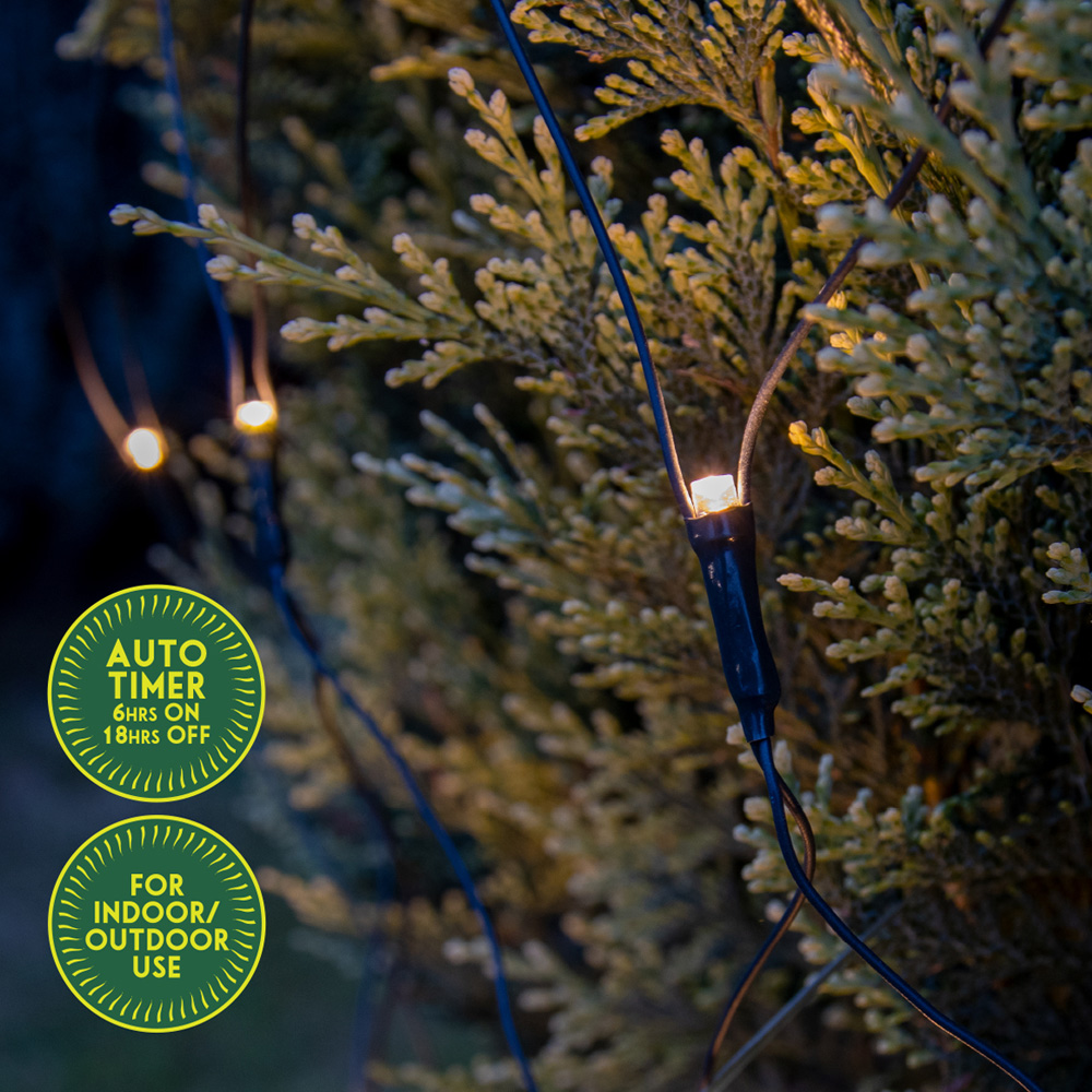 GardenKraft Warm White 100 LED Timer Net Light Image 6