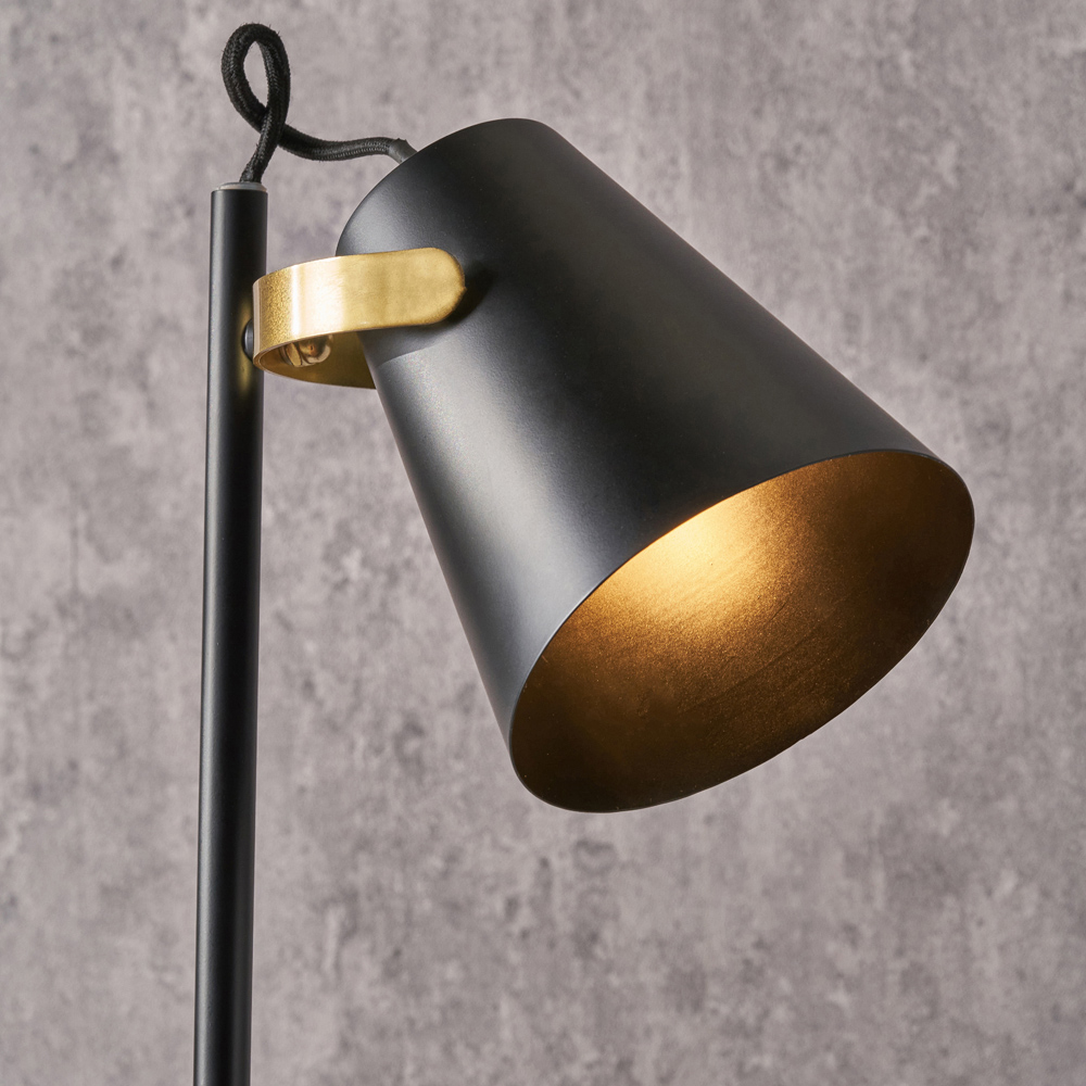 Pacific Lifestyle Theia Black and Brushed Brass Floor Lamp Image 3