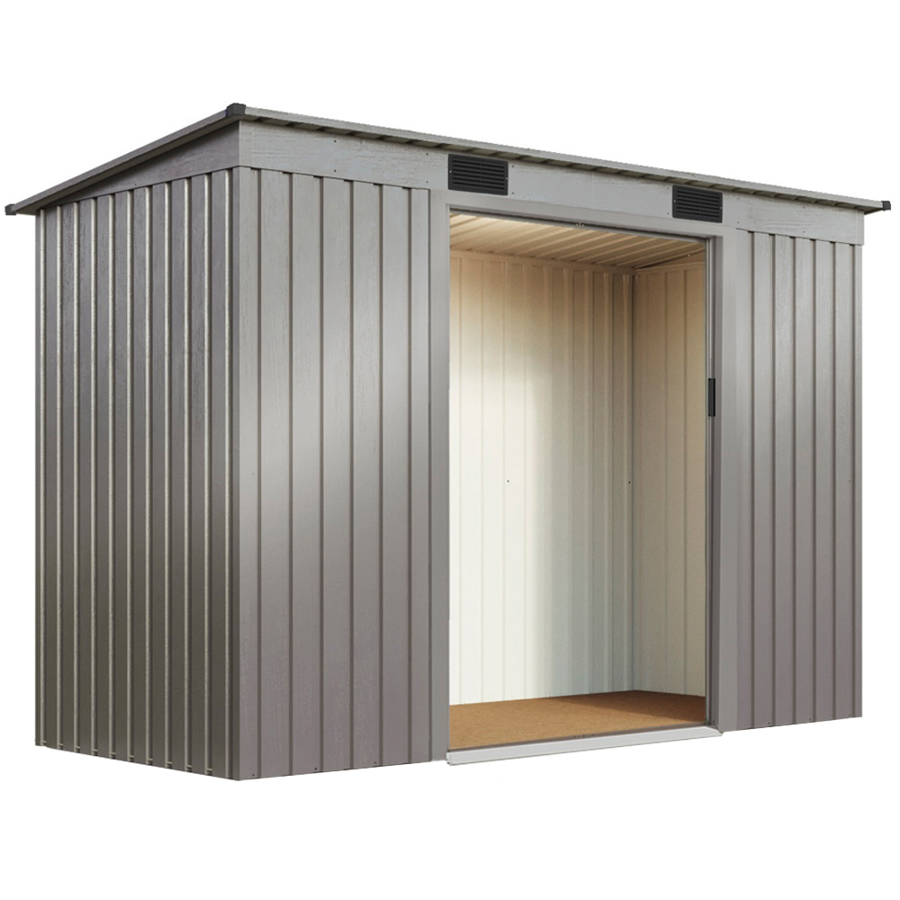 Garden Gear 6.6 x 3.9ft Double Door Grey Aluminium Pent Metal Shed Image 1