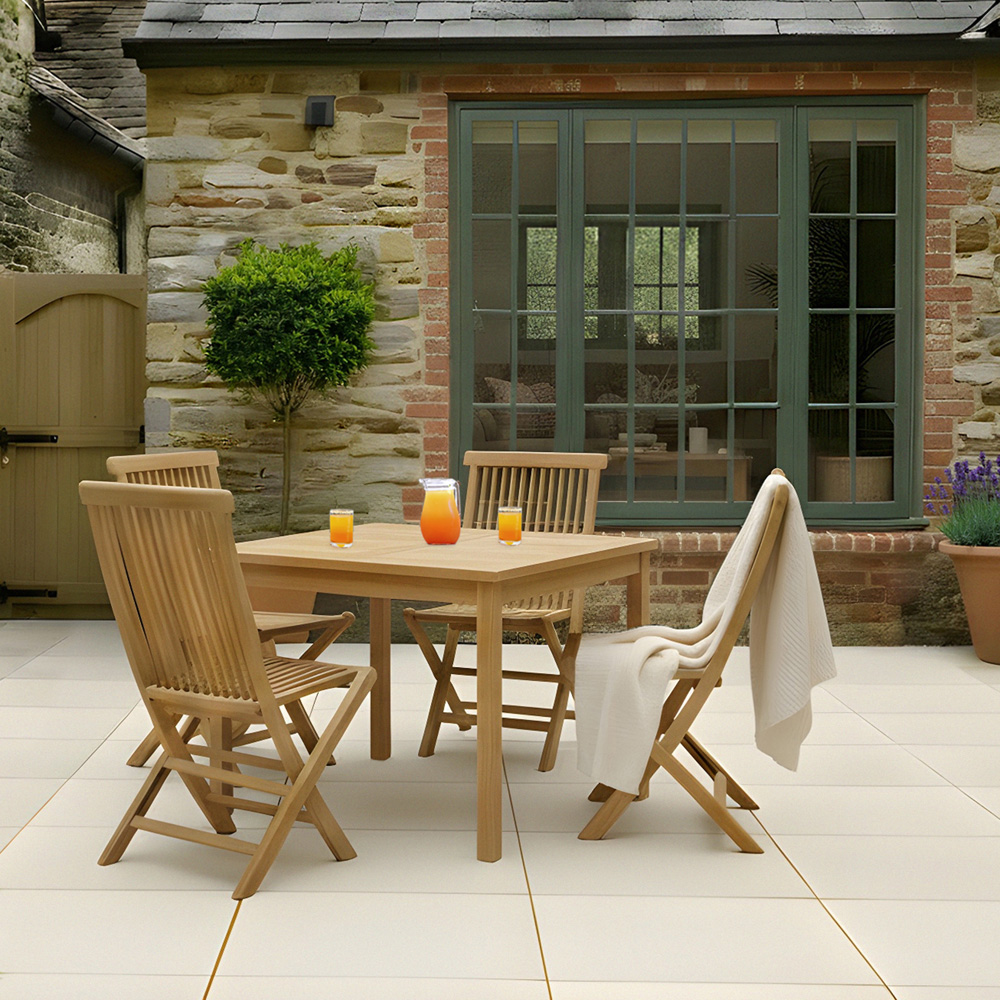 Charles Bentley 4 Seater Teak Wood Square Slatted Garden Dining Table Image 6