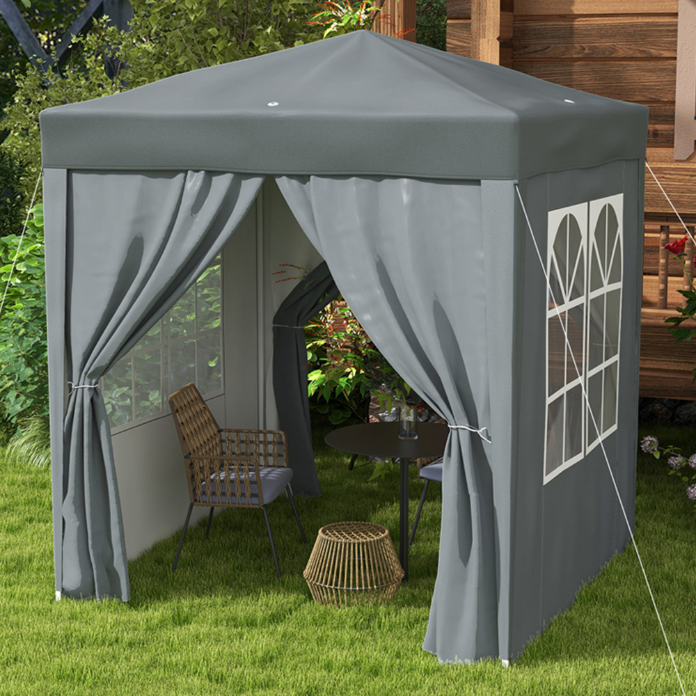 Outsunny 2 x 2m Grey Pop Up Gazebo with 4 Sides and Carry Bag Image 1