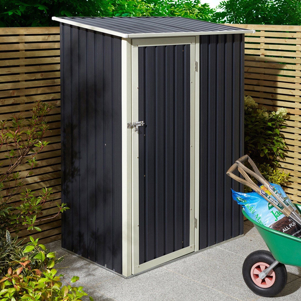 Rowlinson Trentvale Metal Pent Shed Dark Grey with Foundation Kit 5 x 3ft Image 2