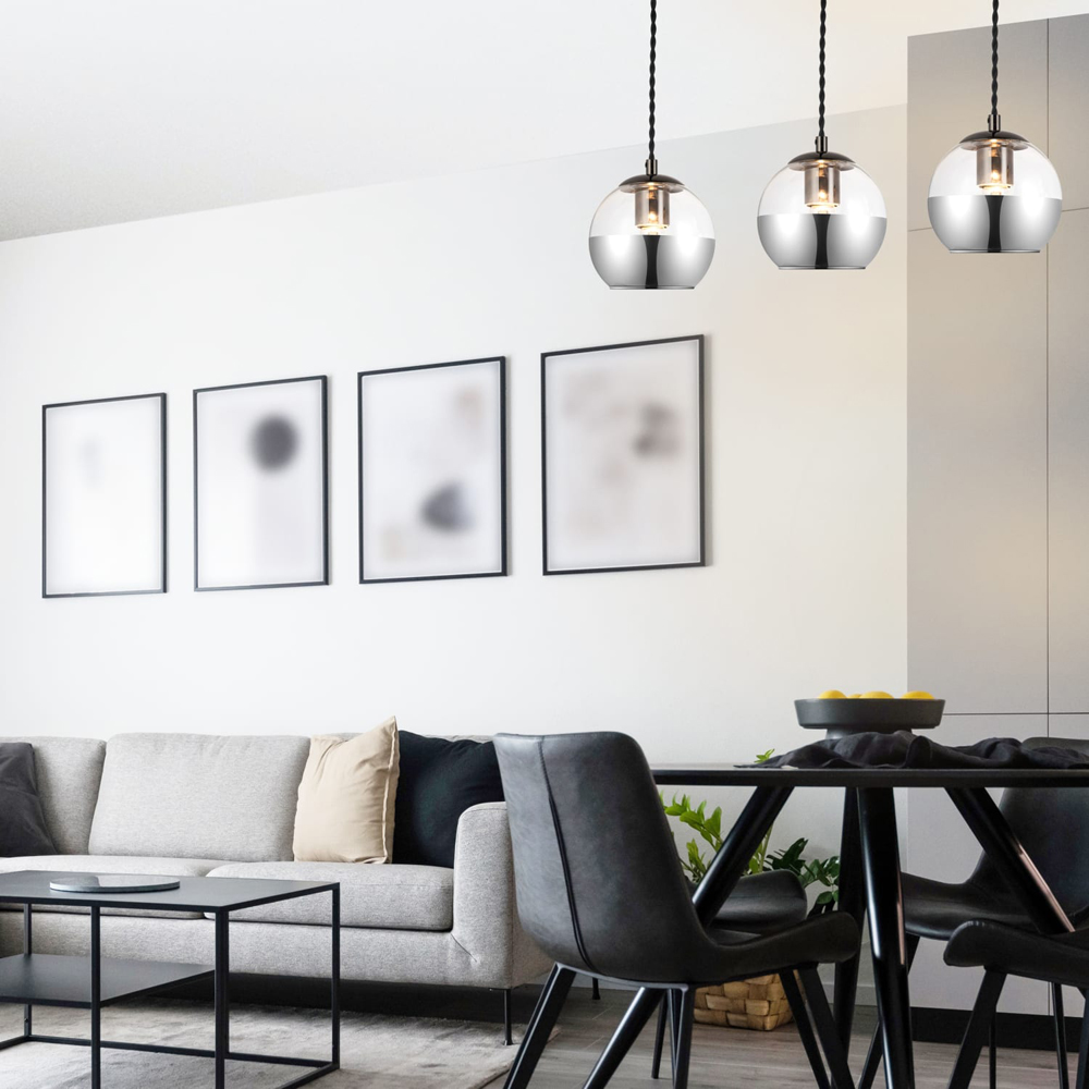 Cosylyte Marlo Matt Black Base Smoky Glass 3 Light Bar Pendant Light Image 7