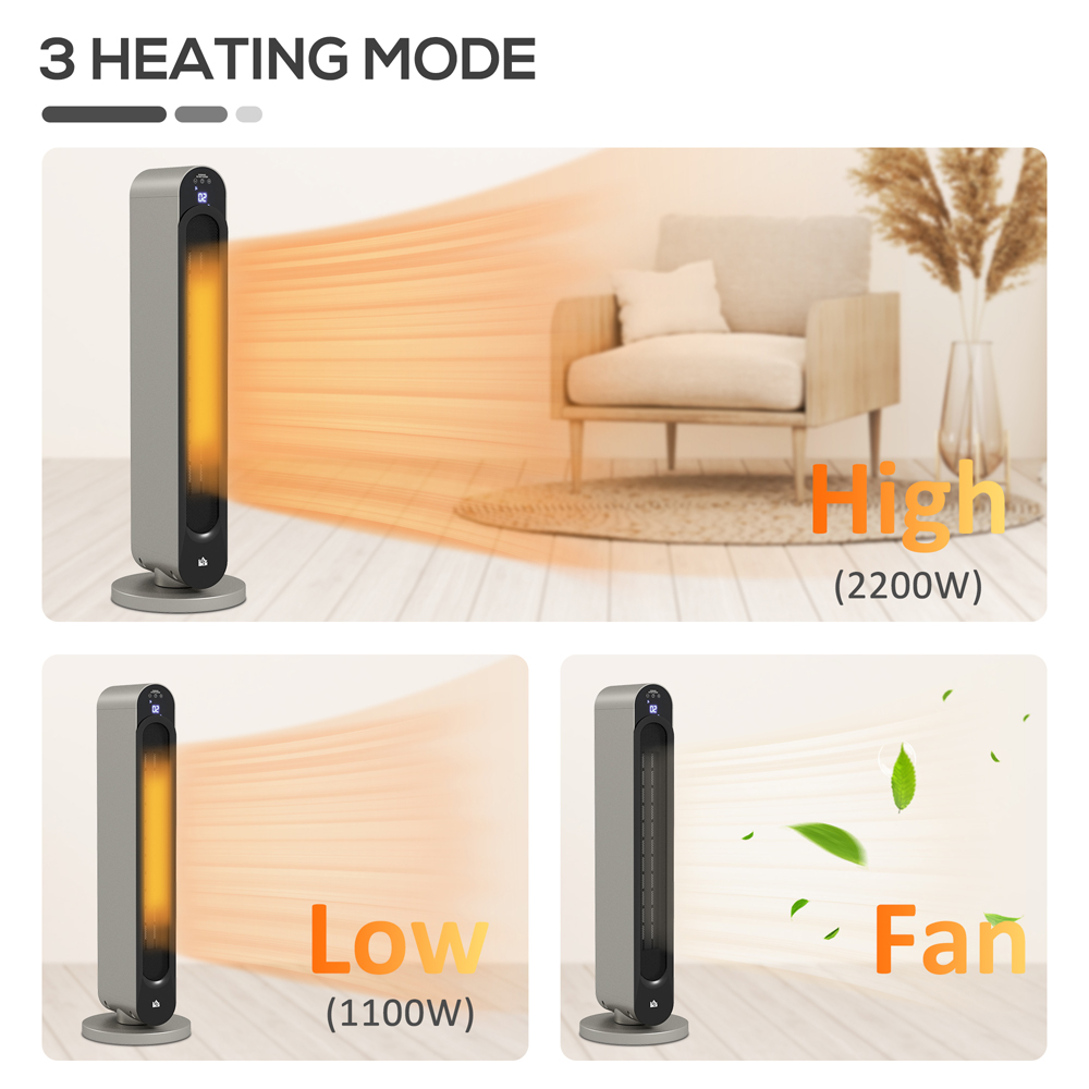 HOMCOM Silver Ceramic Heater 2200W Image 7