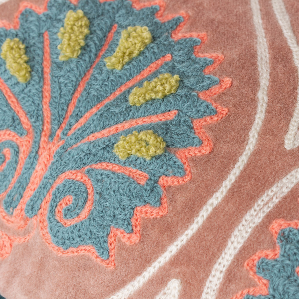 Paoletti Casa Rose and French Blue Embroidered Cushion Image 4