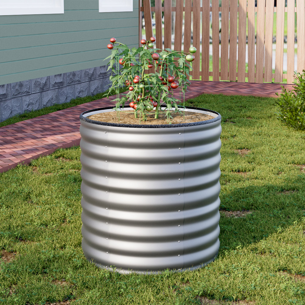 Living and Home Silver Round Galvanised Steel Raised Garden Bed 80 x 80cm Image 6