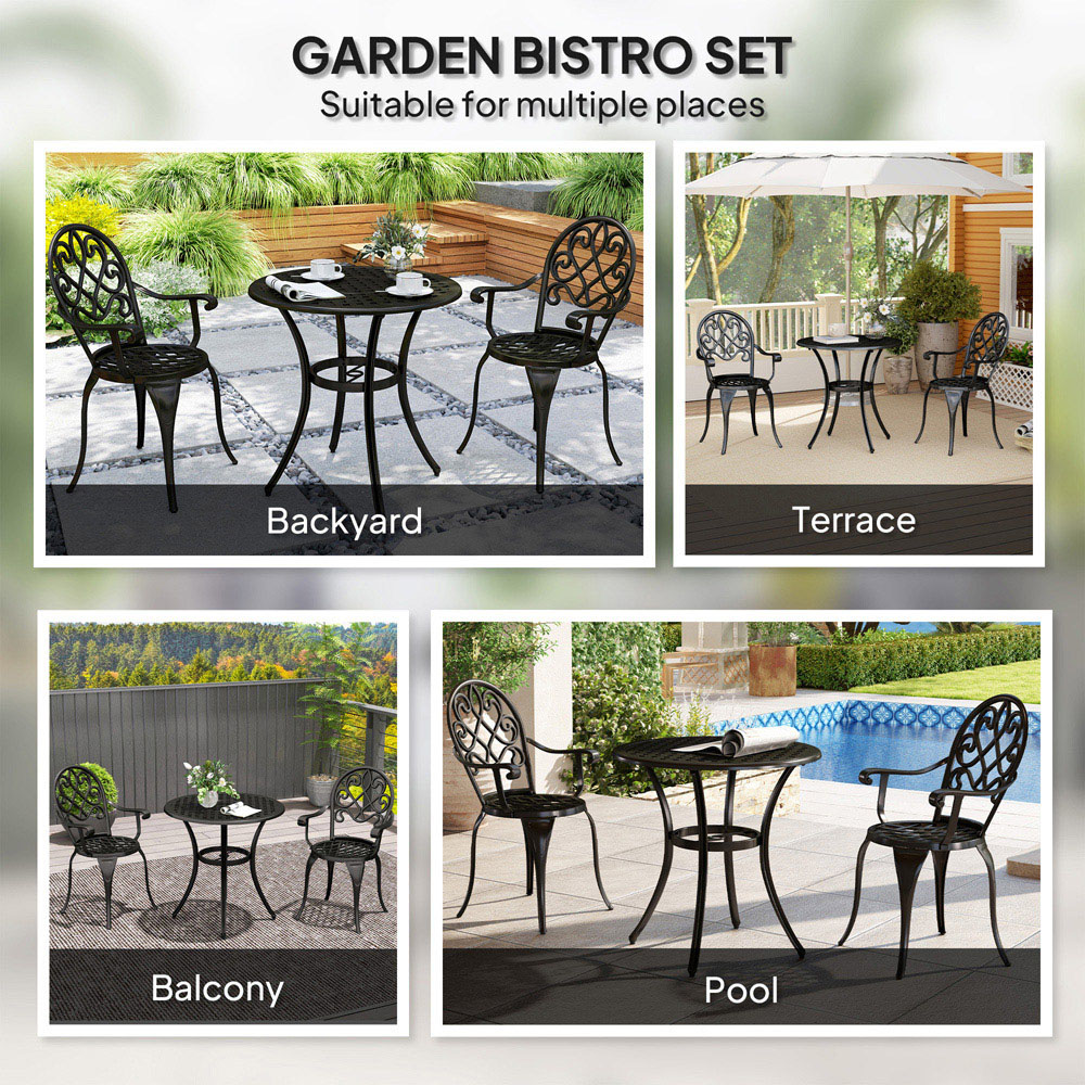 Outsunny 2 Seater Bistro Set Black Image 6