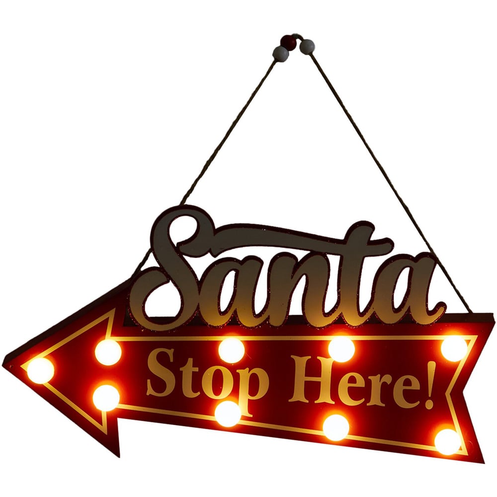 LED Santa Stop Here Sign Image 4